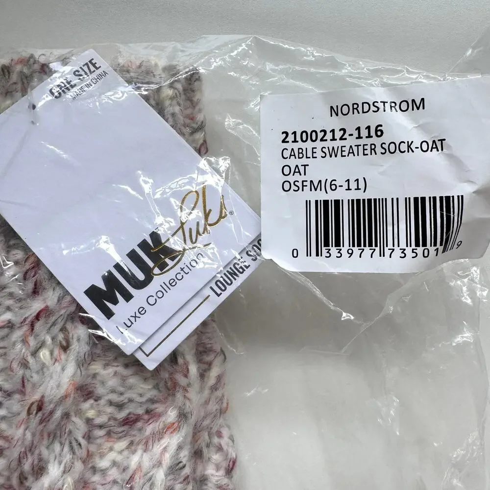 Muk Luks Womens Cable Sweater Lounge Socks One Size (6-11) Winter Oat Blue